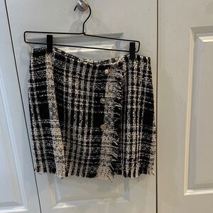 Pink Lily Black and Cream Plaid Mini Skirt